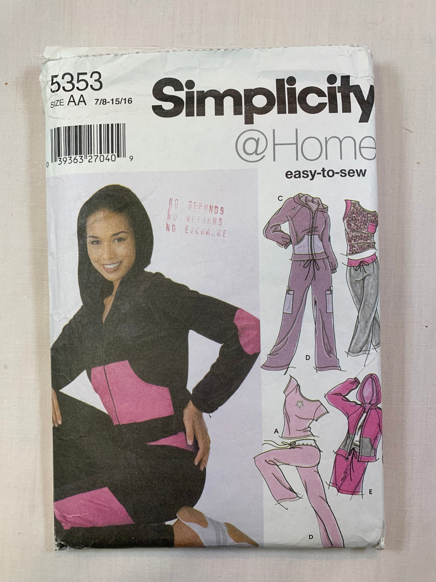 Simplicity 5353 Junior Misses' Top, Pants, Skirt, Sweatshirt, Size 7-12, Cut, 2003