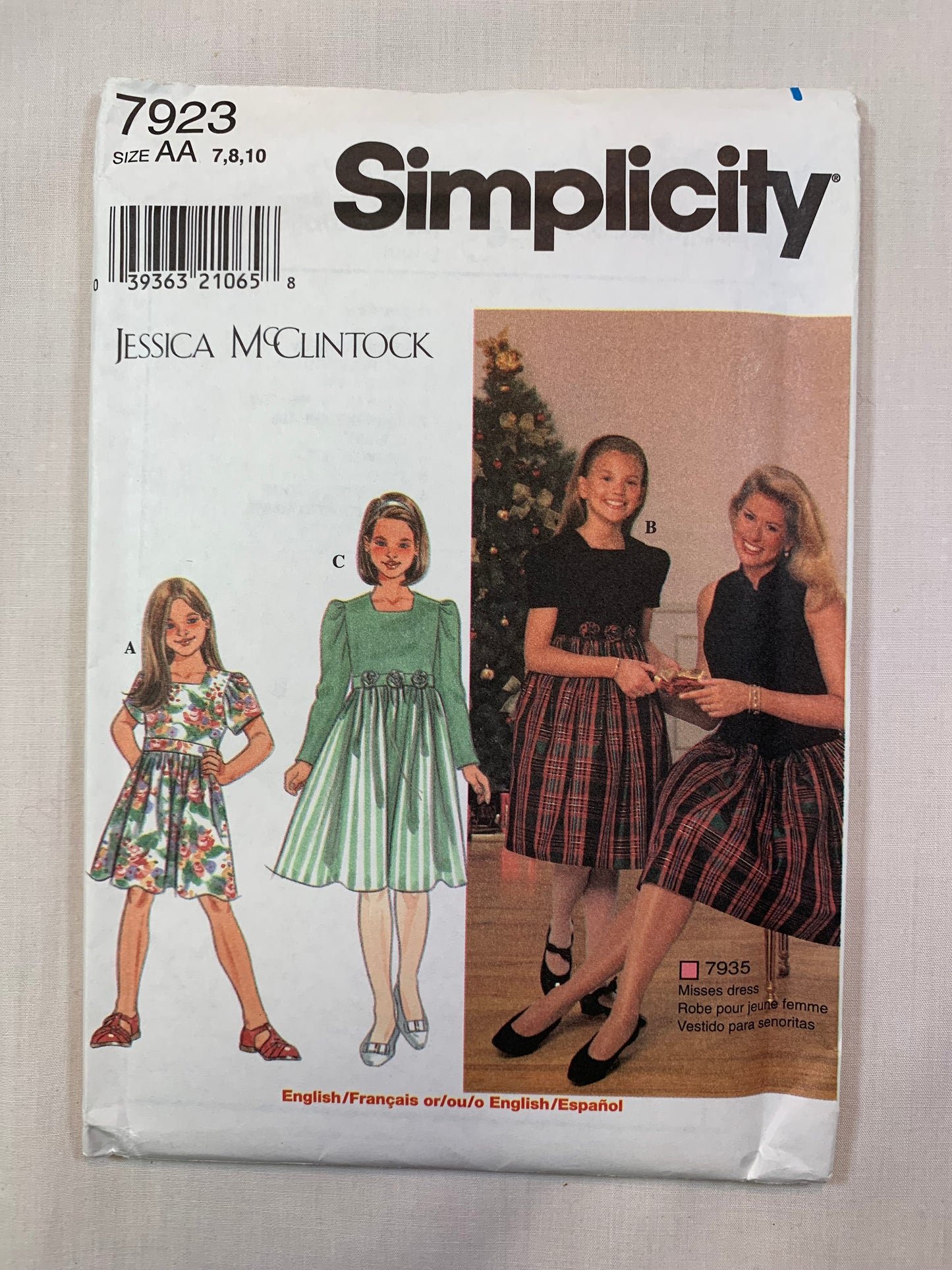 McCall's 7923 Girls' Dresses, Size 7-10, Uncut, Vintage 1997