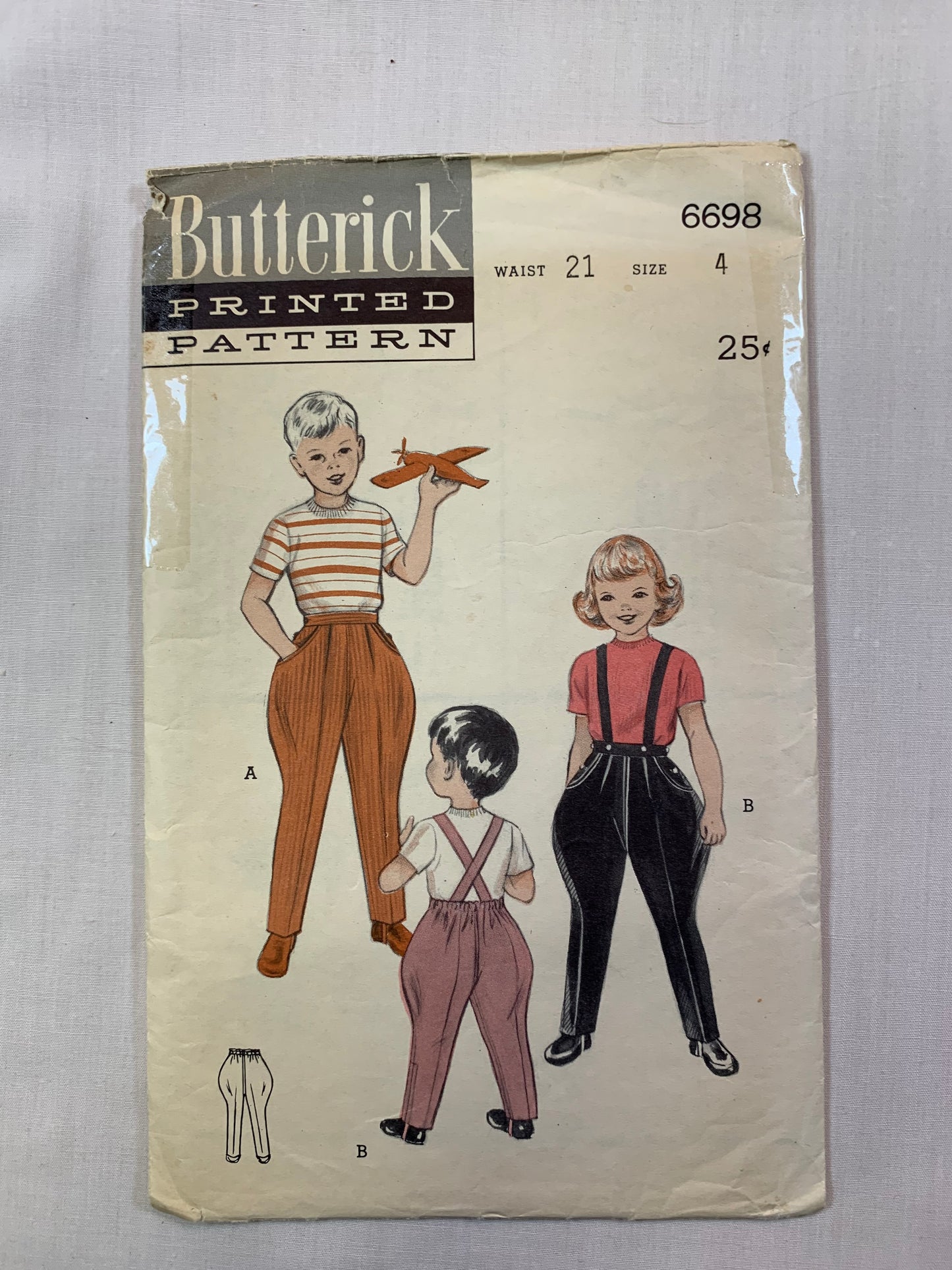 Butterick 6698 Girls' Boys' Jodhpurs, Pants, Size 4, Cut, Vintage 1953