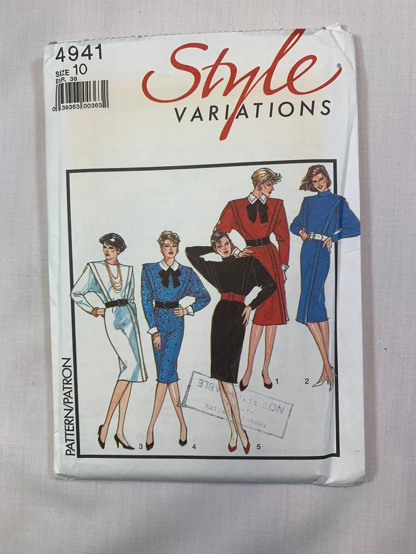 Style 4941 Misses' Dress, Size 10, Uncut, Vintage 1986