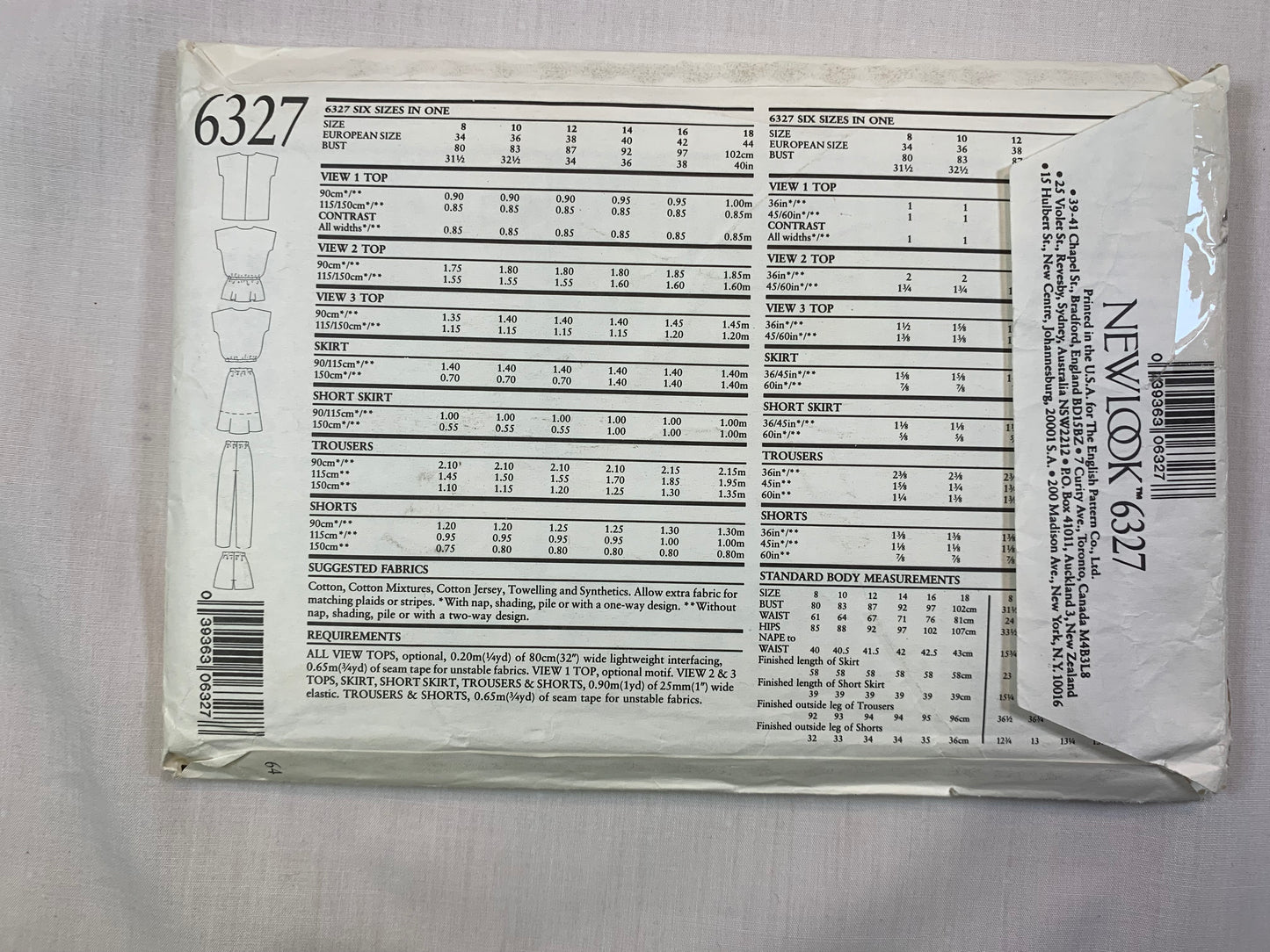 Simplicity New Look 6327 Misses' Skirts, Pants, Tops, Shorts, Size 8-16, Uncut, 2002