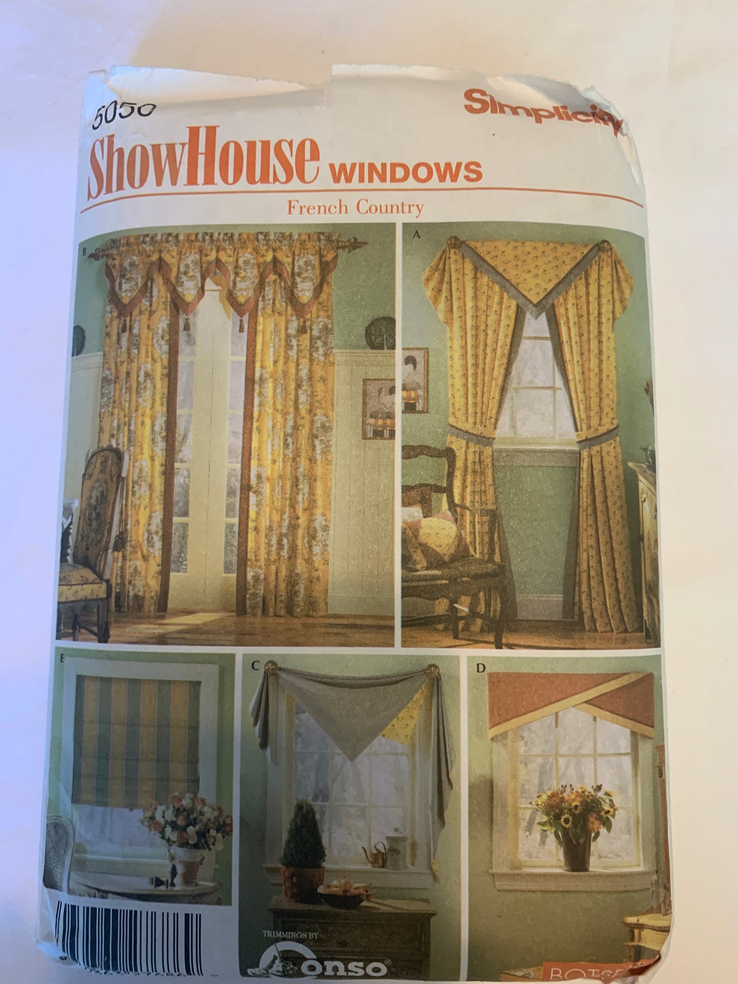 Simplicity Sewing Pattern 5050 Window Treatments, Coverings, Curtains, Valances, Ruffle, Drapes, Drapery, Swags, Hangings, Coverings, Cut, 2002