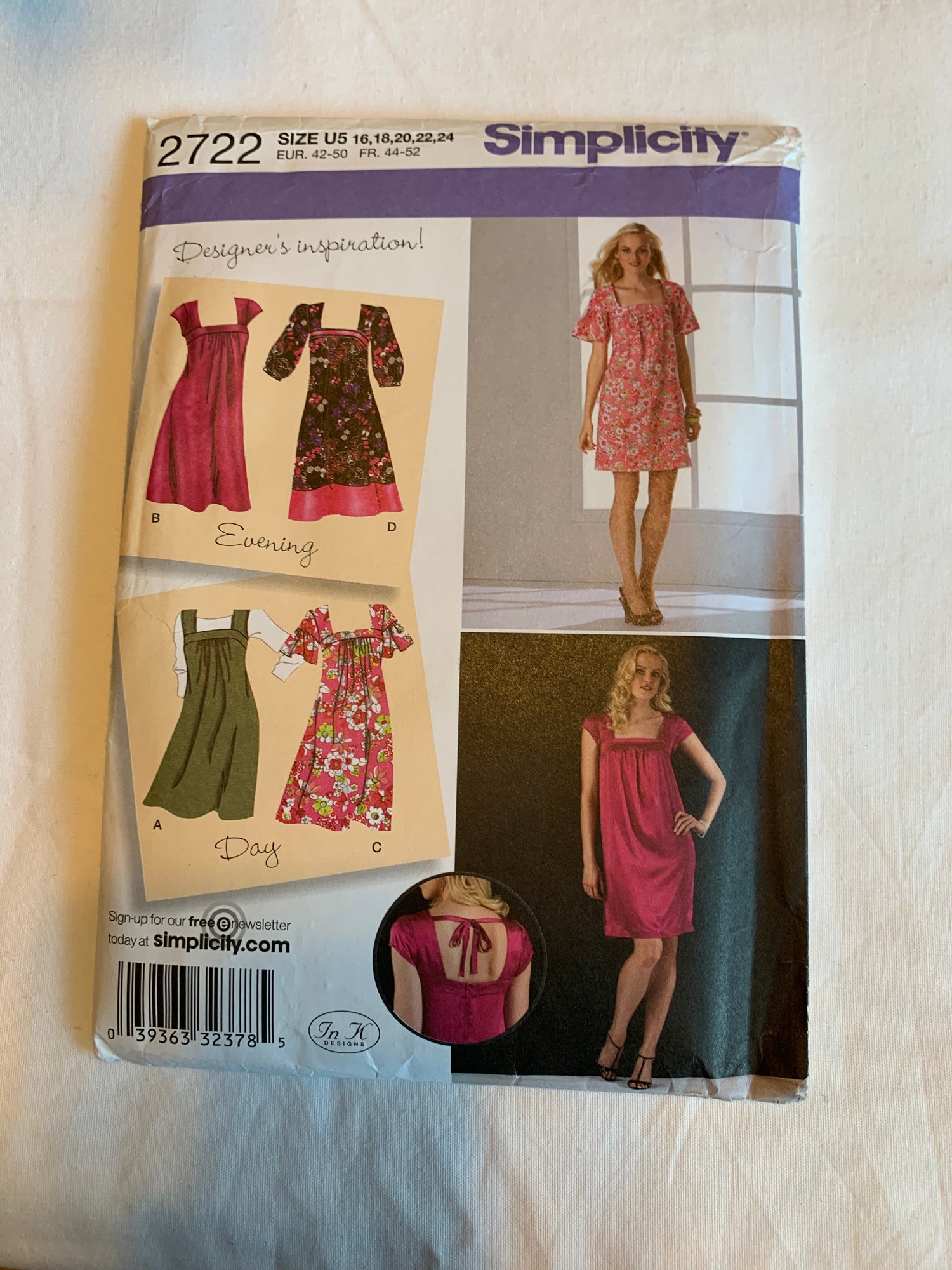 Simplicity Sewing Pattern 2722 Misses'/Women's Petite Dresses, Jumper, 4 Variations, Two Lengths, Zipper, Size 16-24, Cut, 2008