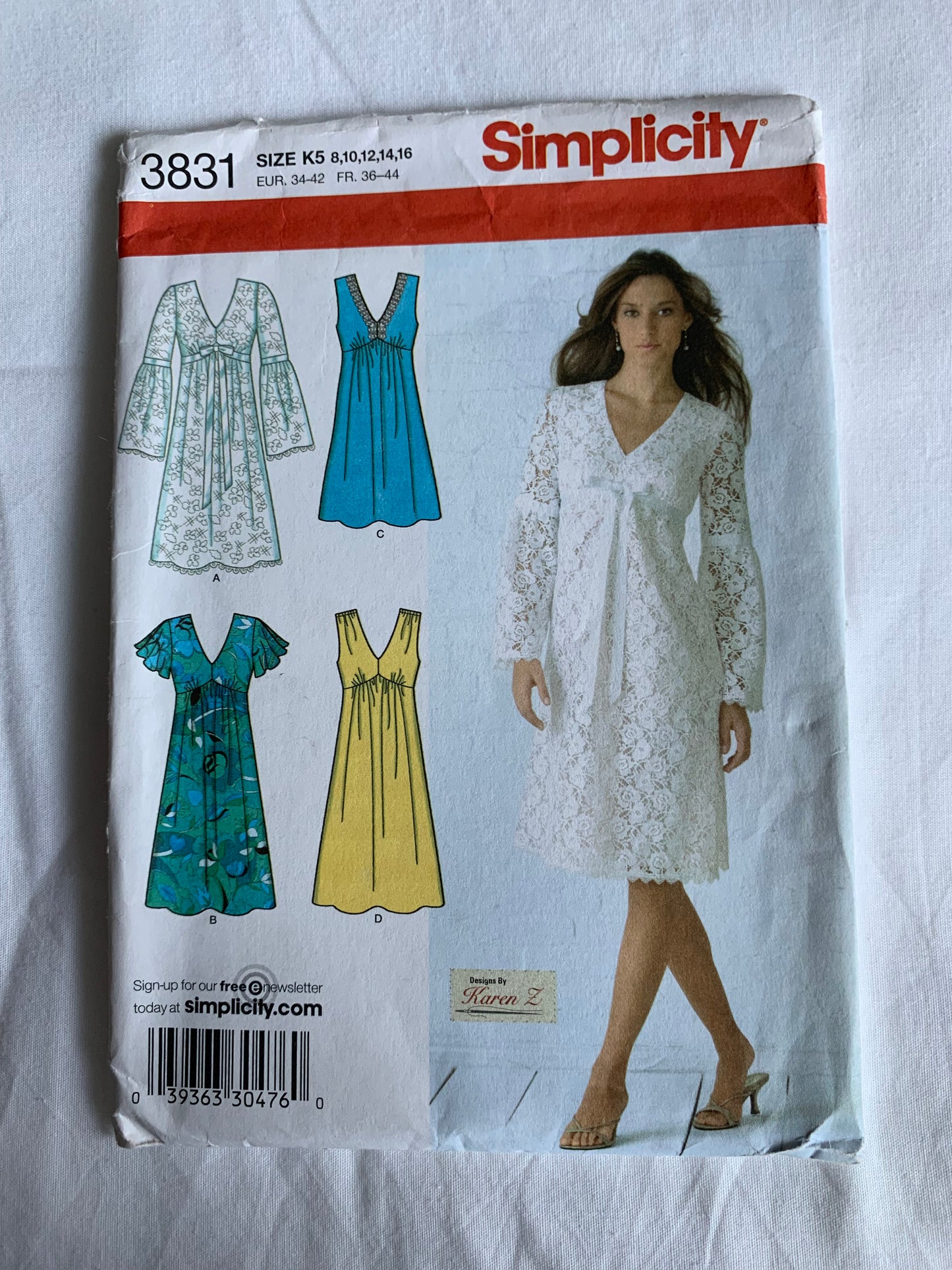 Simplicity Sewing Pattern 3831 Misses'/Miss Petite Dress, Two Lengths, Zipper, Bodice Variations, Size 8-16, Uncut, 2007