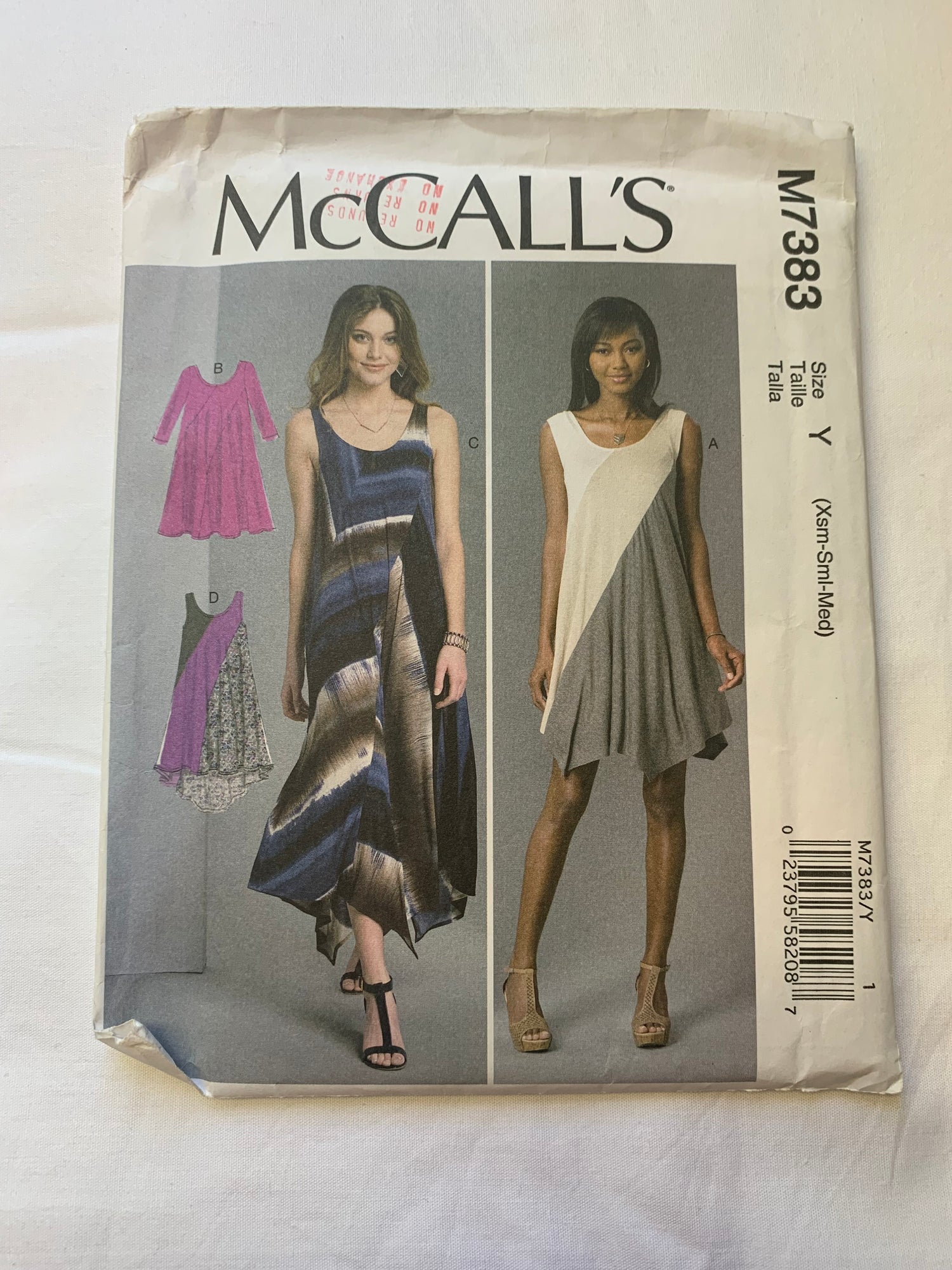 McCall's Sewing Pattern M7383 Misses' Dresses, 2 Variations, Loose-Fitting, Pullover, Sleeveless, Two Lengths, Size 4-14, Uncut, 2016