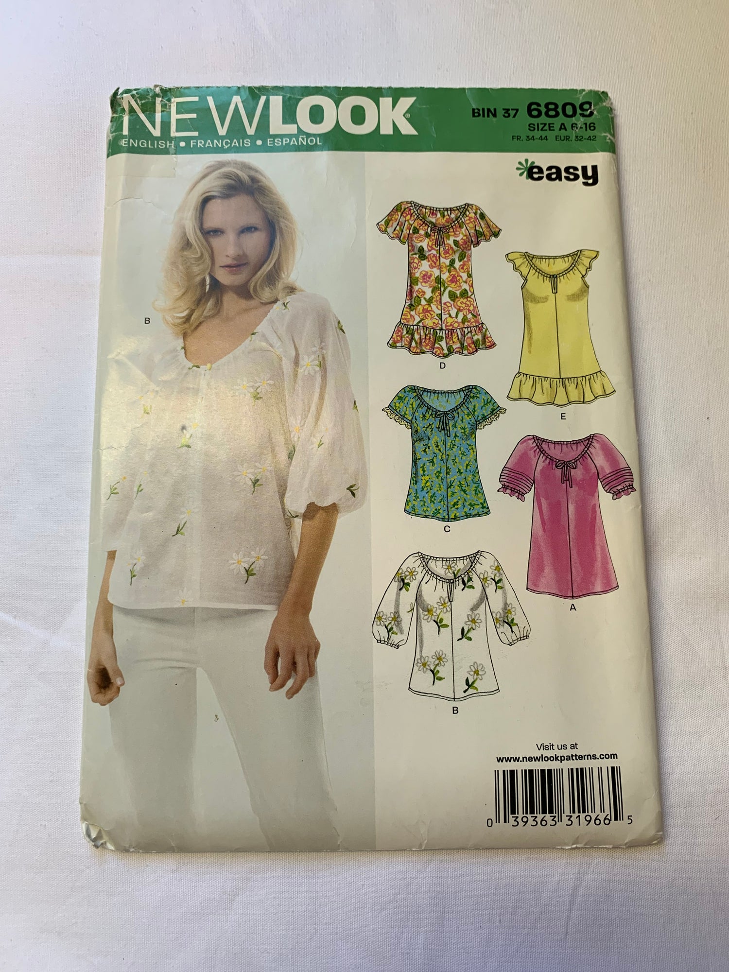 Simplicity New Look Sewing Pattern 6809 Misses' Tops, Shirts, Long/Short Sleeves, Sleeveless, 6 Variations, Round Neckline, Size 6-16, Uncut, 2008