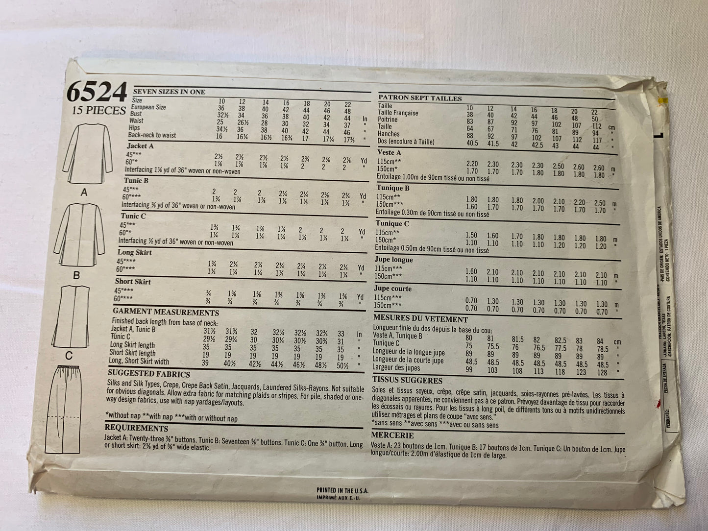 Simplicity New Look Sewing Pattern 6524 Misses' Tunic,, Pants, Skirt, Two Lengths, Sleeveless, Long Sleeves, Elastic Waist, Size 10-22, Uncut, Vintage 1999