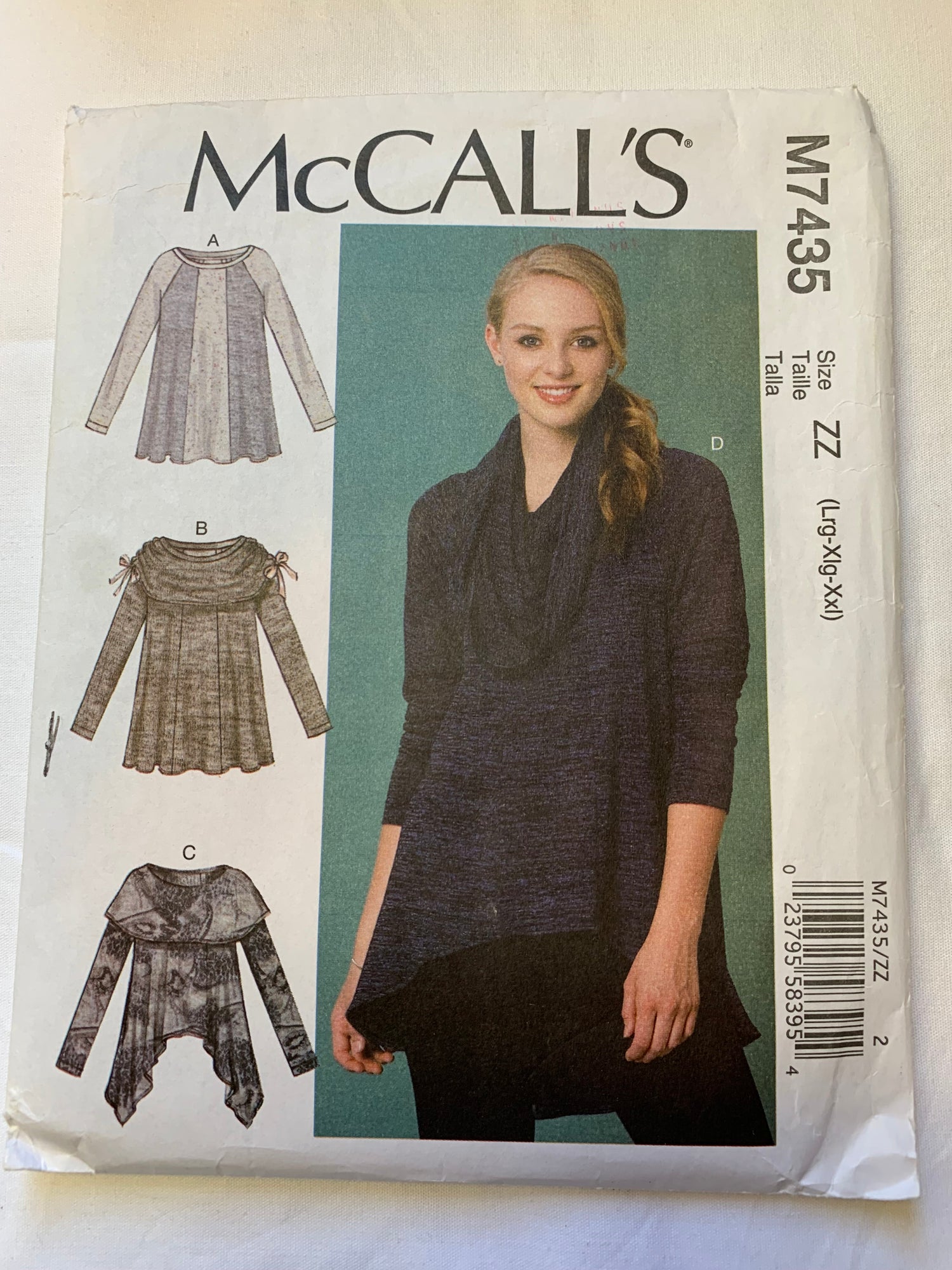 McCall's Sewing Pattern M7435 Misses' Tops, Long Sleeves, 4 Variations, Loose-Fitting, Size 16-18, Cut, Vintage 2016