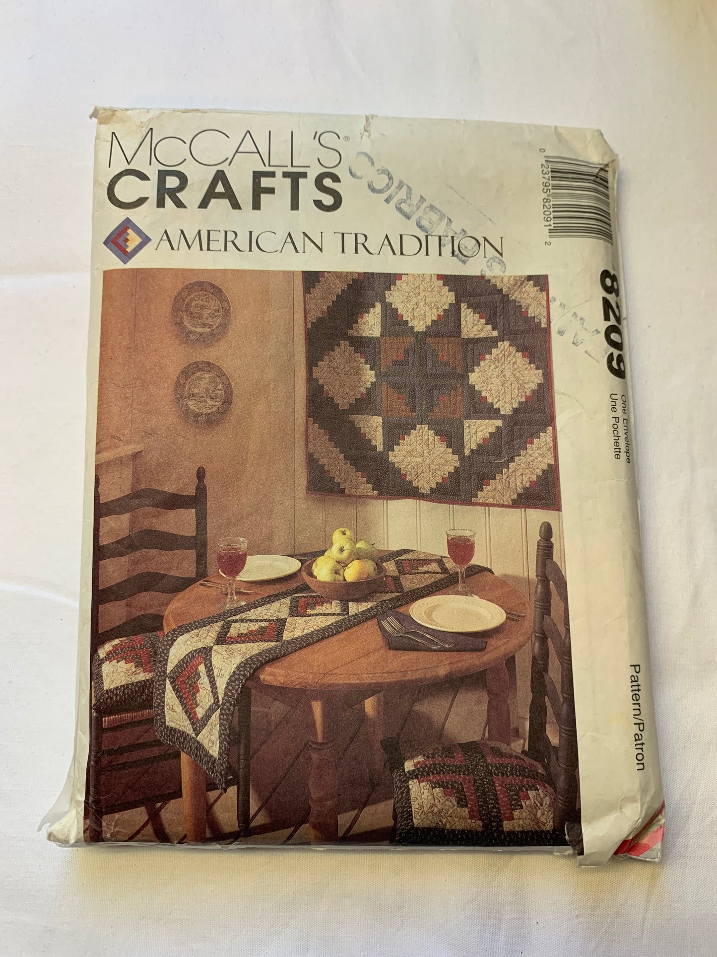 McCall's Sewing Pattern 8209 Crafts, American Tradition, Wall Hanging, Table Runner, Chair Pad, Placemat, Apron, Cut, Vintage 1985
