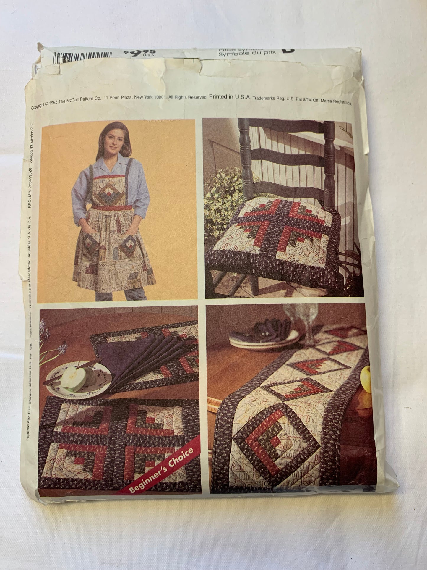 McCall's Sewing Pattern 8209 Crafts, American Tradition, Wall Hanging, Table Runner, Chair Pad, Placemat, Apron, Cut, Vintage 1985