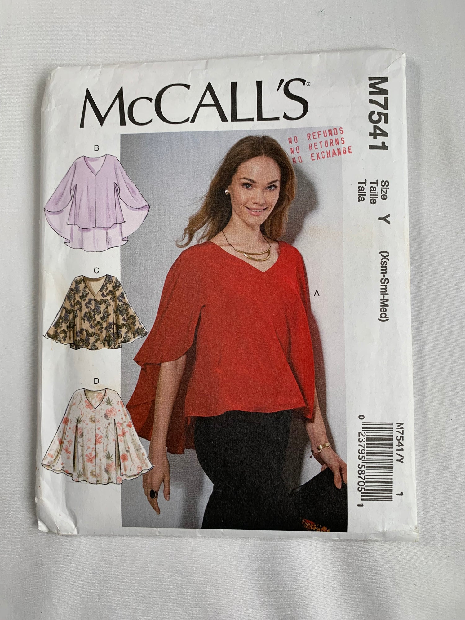 McCall's Sewing Pattern M7541 Misses' Tops, Pullover, Loose-Fitting, Overlay, 4 Variations, Size 4-14, Uncut, 2017