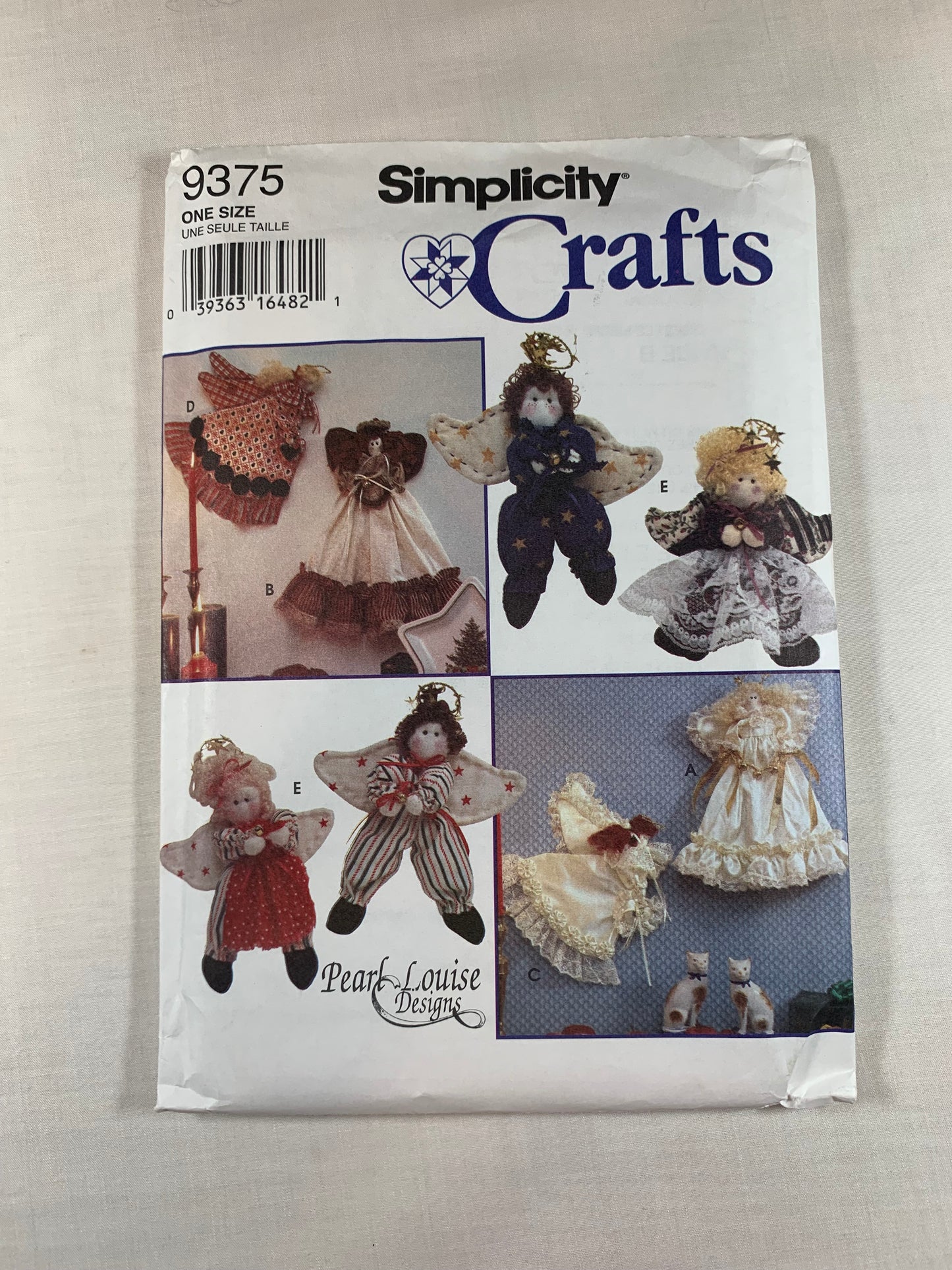 Simplicity Sewing Pattern 9375 Holiday, Ornaments, Angel Tree Topper, Flying Angel, 5 Variations, Christmas, Uncut, Vintage 1995