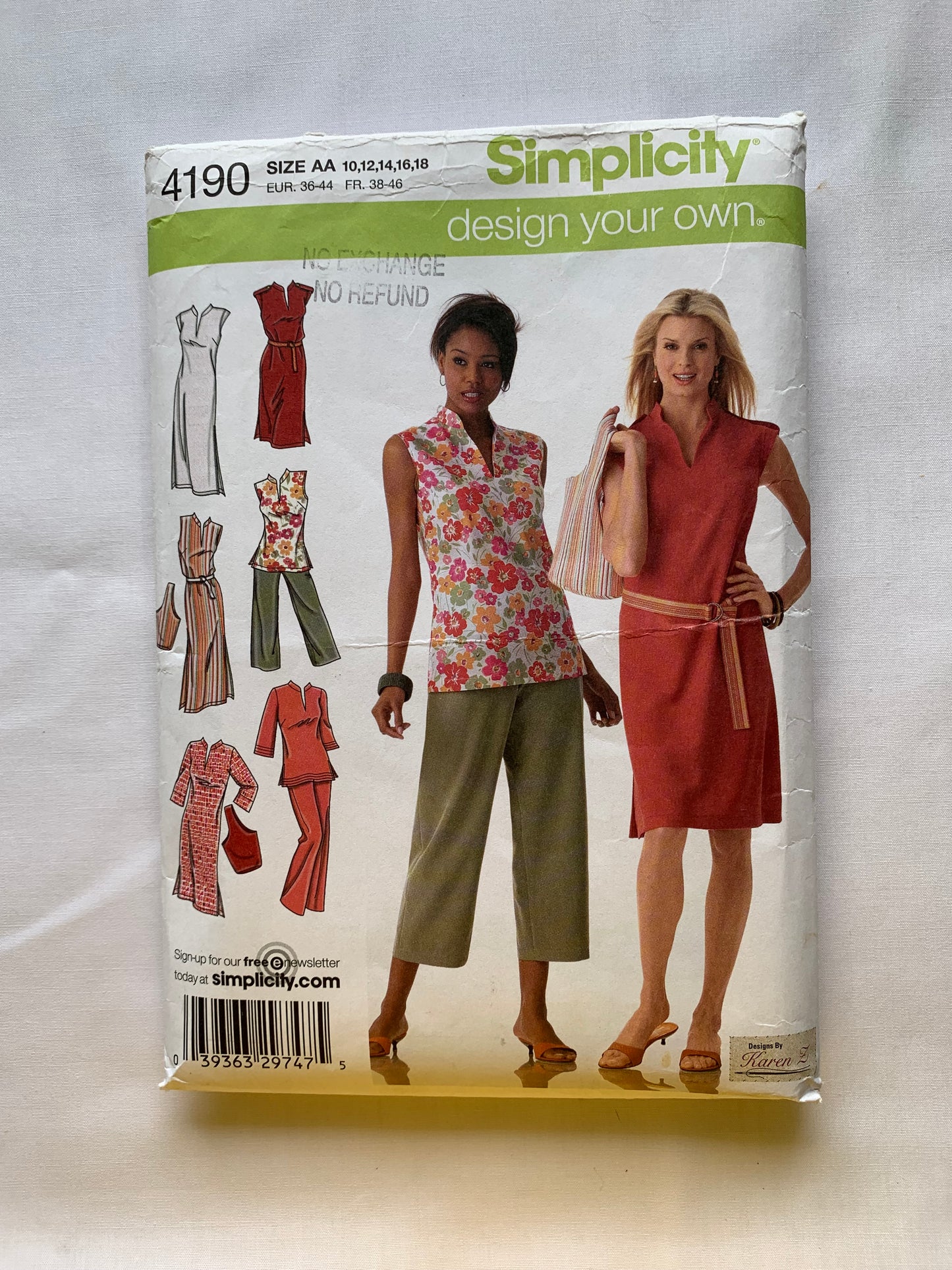 Simplicity Sewing Pattern 4190 Misses'/Women's Cropped Pants, Two Lengths, Dress, Tunic, Bag, Size 10-18, Cut, 2006