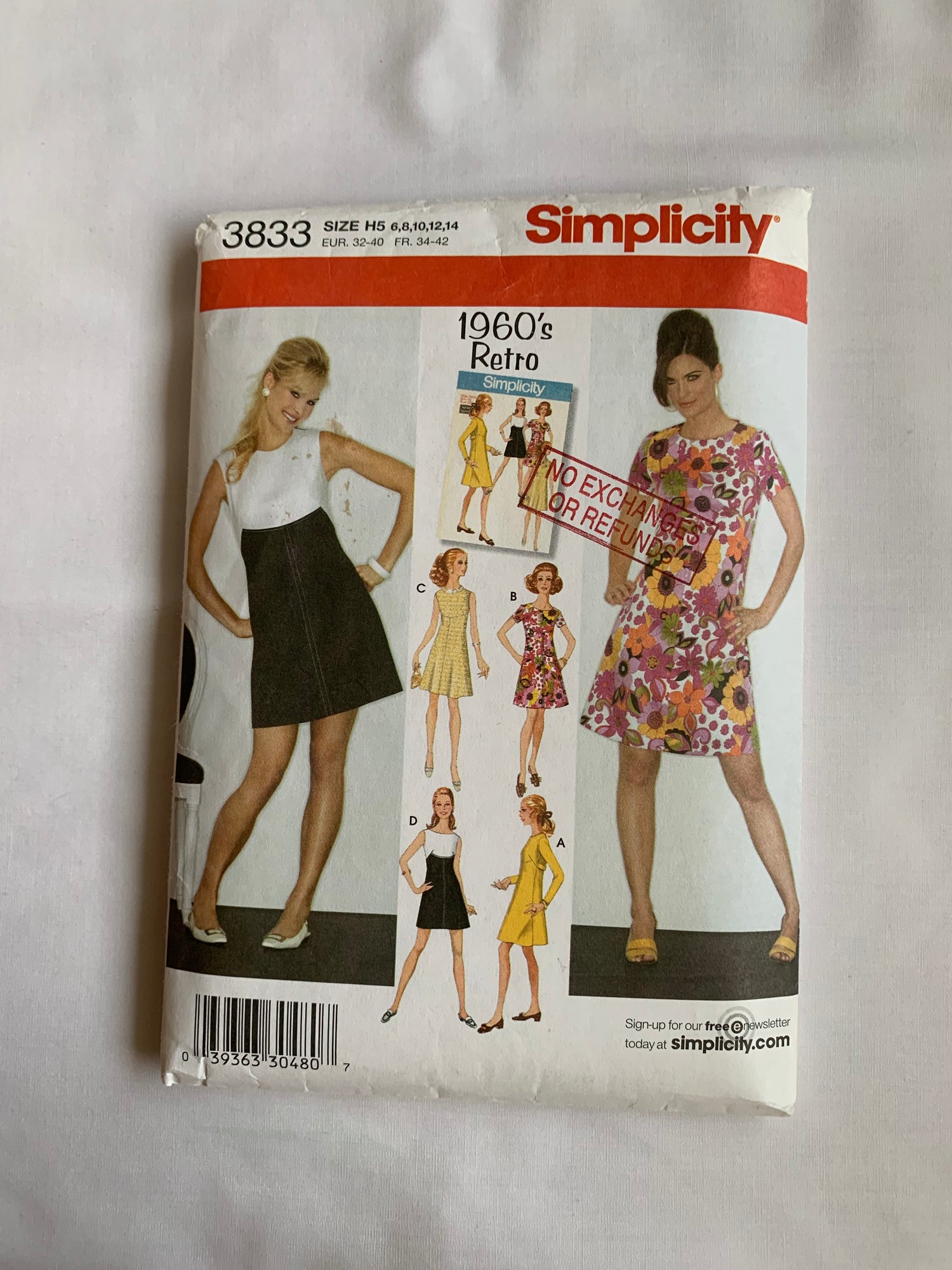 Simplicity Sewing Pattern 3833 Misses'/Miss Petite Dress, Two Lengths, Long/Short Sleeves, Sleeveless Size 6-14, Cut, 2007