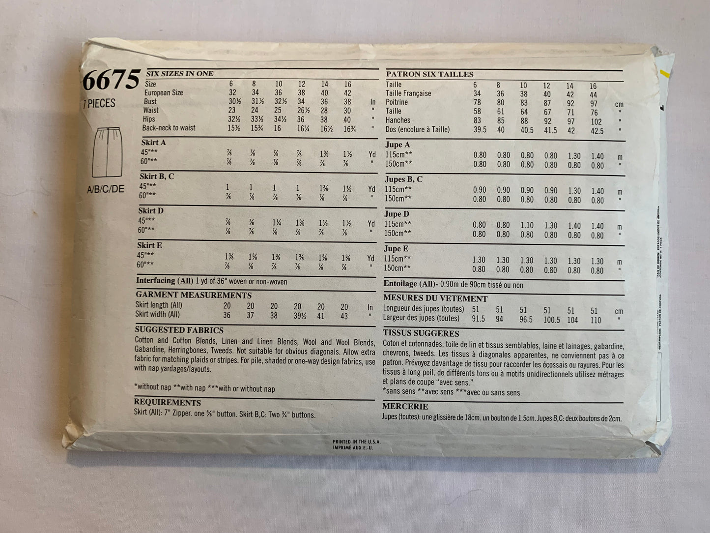 Simplicity New Look Sewing Pattern 6675 Misses' Skirts, 5 Variations, Zipper Back, Darts, Size 8-16, Cut, 2006