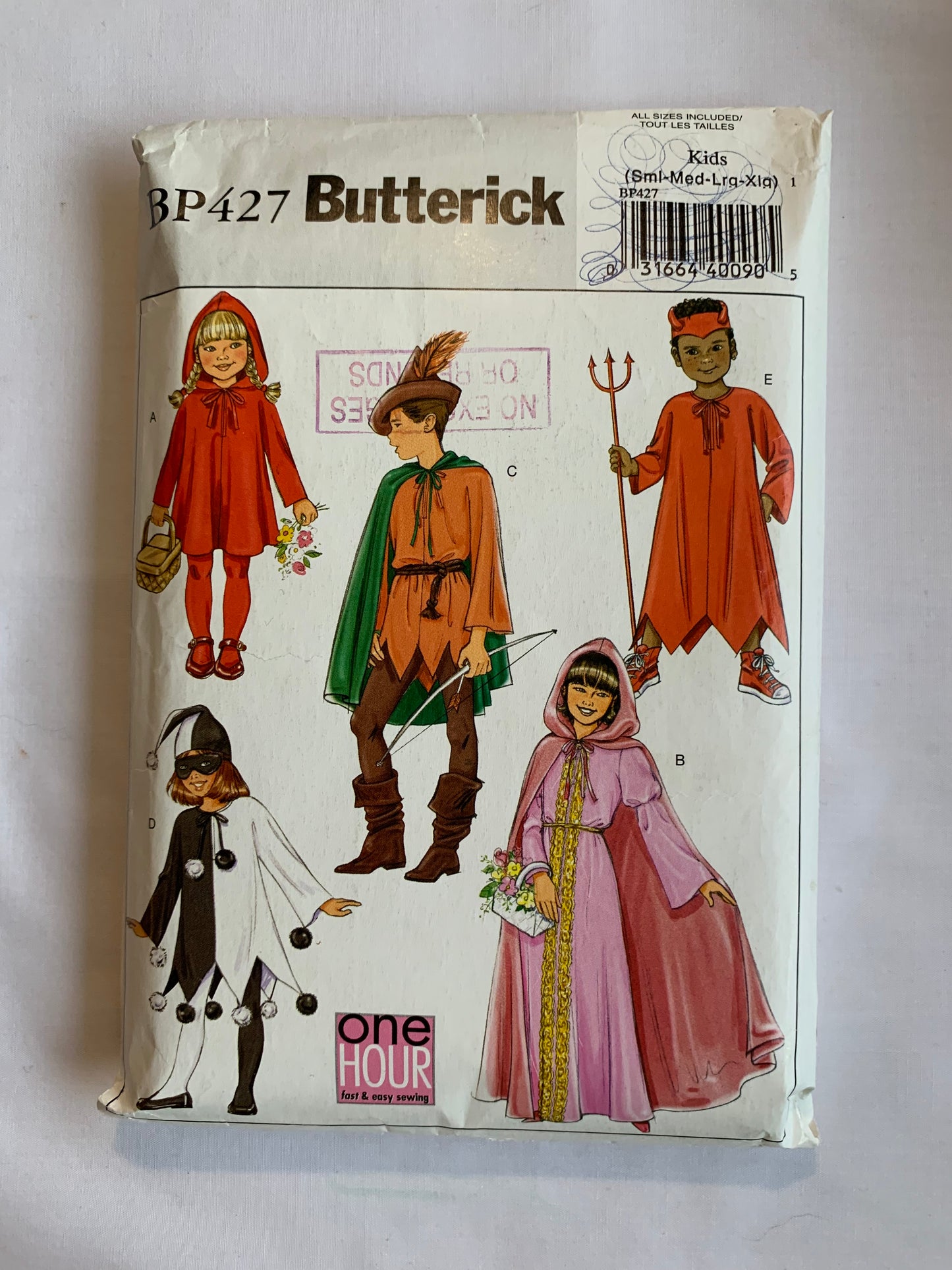 Butterick Sewing Pattern BP427 Children's/Boys'/Girls' Costume, Halloween,Robing Hood, Little Red Riding Hood, Devil, Princess, Clown, Cut, 2004