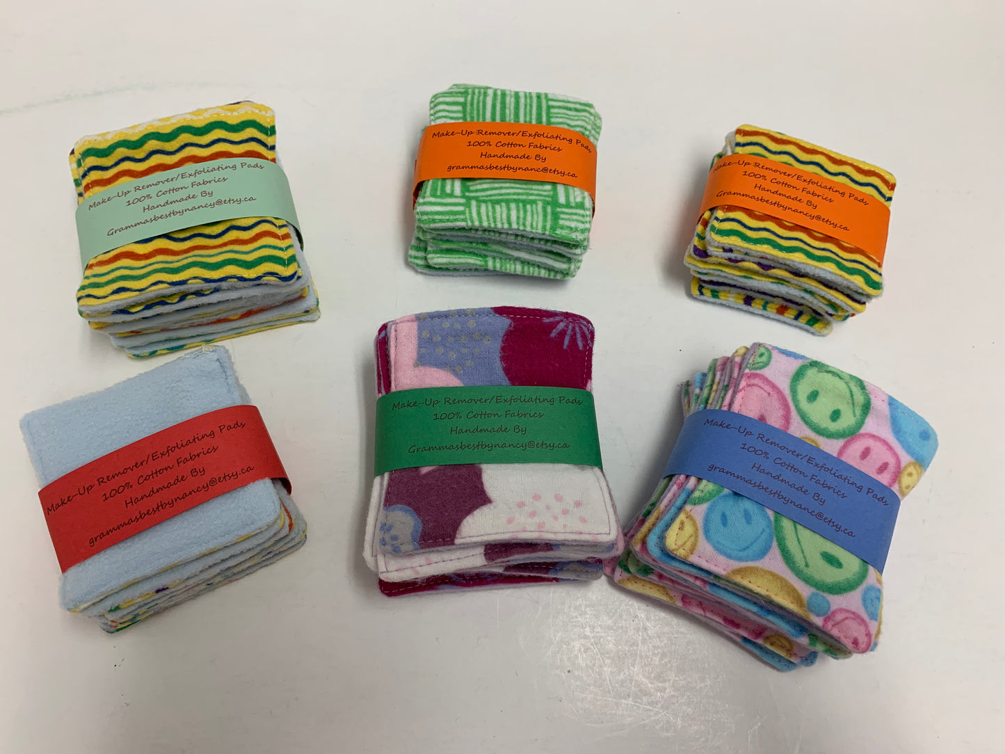 Make-Up Remover Pads, Exfoliating, Applying, Cotton, Reversible, Flannelette, Environmentally Safe, 100% Cotton, Soft Scrubbies, Reusable