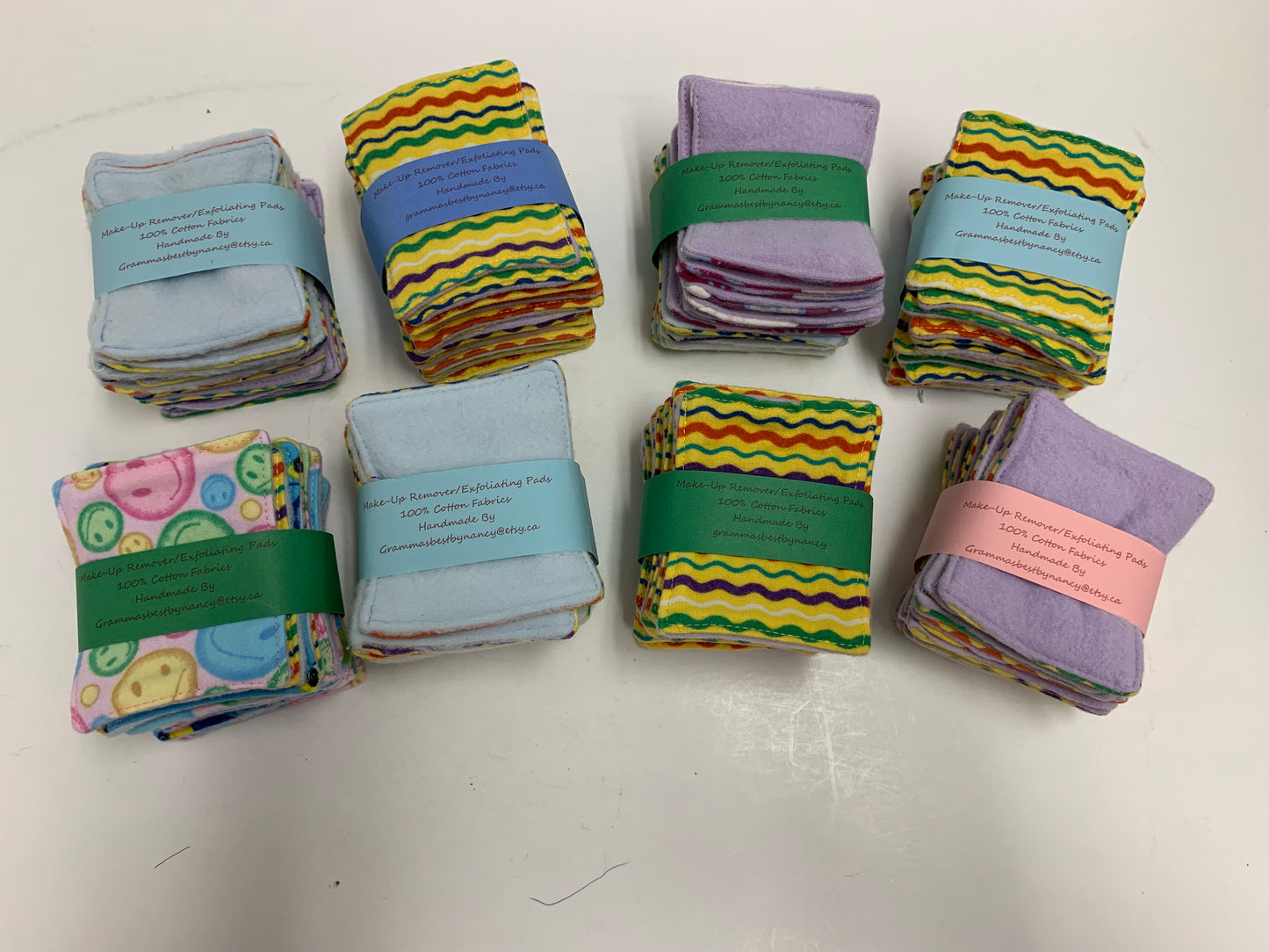 Make-Up Remover Pads, Exfoliating, Applying, Cotton, Reversible, Flannelette, Environmentally Safe, 100% Cotton, Soft Scrubbies, Reusable