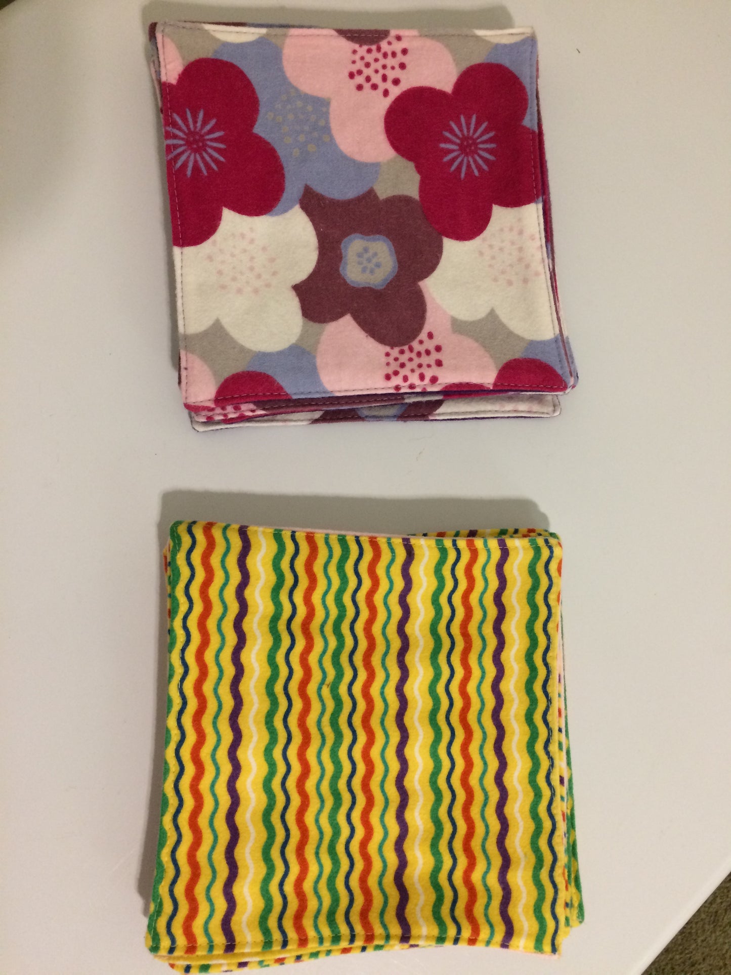 Washcloths/Wipes, Flannelette, Reversible, Environmentally Safe, 100% Cotton, Handmade, Gift, Baby, Facial Cleansing, Eco-Friendly, Re-Usable