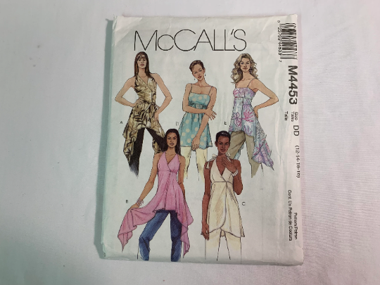 McCall's Sewing Pattern M4453 Misses' Tunic, Pullover, Sleeveless, Two Lengths, Close-Fitting, Lined, Tie Belt, Size 12-18, Cut, 2004