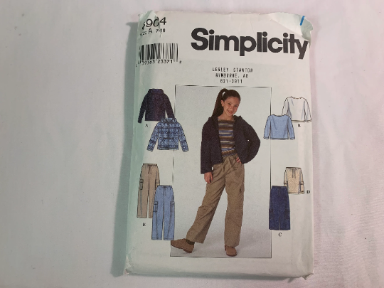 Simplicity Sewing Pattern 8904 Girl's Jacket, Skirt, Pants, Knit Top, Hood, Front Zipper, Long Sleeves, Pockets, Pullover, Size 7-16, Uncut, Vintage 1999