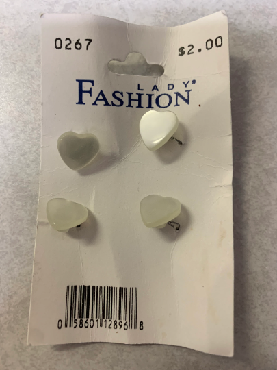 Vintage Lady Fashion Buttons, Shank, White, Flat, White/Peach Hearts, Various Sizes, Shiny, Sewing, Scrapbooking, Crafts, Round, 12mm
