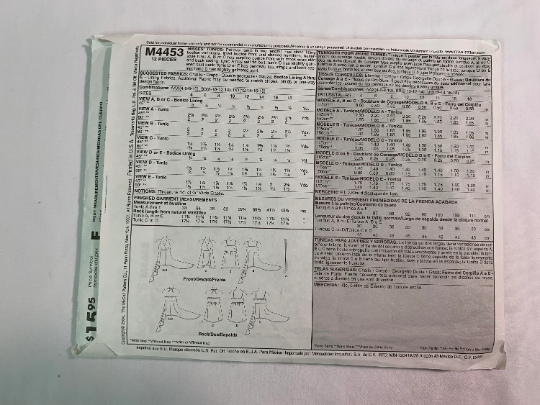 McCall's Sewing Pattern M4453 Misses' Tunic, Pullover, Sleeveless, Two Lengths, Close-Fitting, Lined, Tie Belt, Size 12-18, Cut, 2004