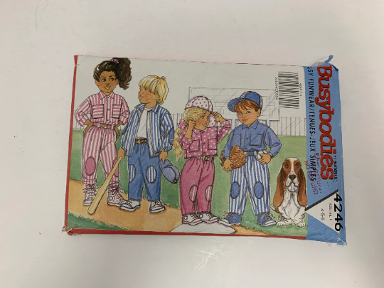 Butterick Sewing Pattern 4246 Toddlers' Jacket, Shirt, Pants, Loose-Fitting, Collar, Pockets, Long Sleeves, Pleat, Size 4-6, Cut, Vintage 1989