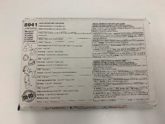 Simplicity Sewing Pattern 8941 Misses'/Childs Hats, Scarf, Shoulder Bag, M & M'sTheme, Brim, Lined, Ties, Ear Flaps, All Sizes, Uncut, Vintage 1999