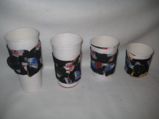 Coffee Cup Cozy, Take Out Cups, Homemade Cloth Cozy Cup Holder, Dog Lovers, Music, Mug Cozy, Adjustable Cozy Cover, Beverage Sleeve, Buttons