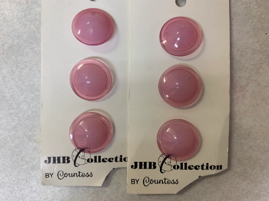 Vintage JHB Famous Buttons, Shank, Pink, White, Shiny, Sewing, Scrapbooking, Crafts, Round, 12mm, 18mm, Baby Jacket, Toddler's, Sweater