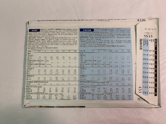 Butterick Sewing Pattern 4336 Misses' Jacket, Dress, Fitted, Shoulder Pads, Flared Skirt, Two Lengths, Zipper, 2 Variations, Size 6-12, Uncut, Vintage 1996