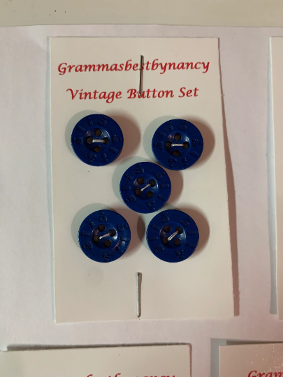 Vintage 9 Cards of Buttons, Green, Blue, Purple, Clear, Red, , (Envelope #4)