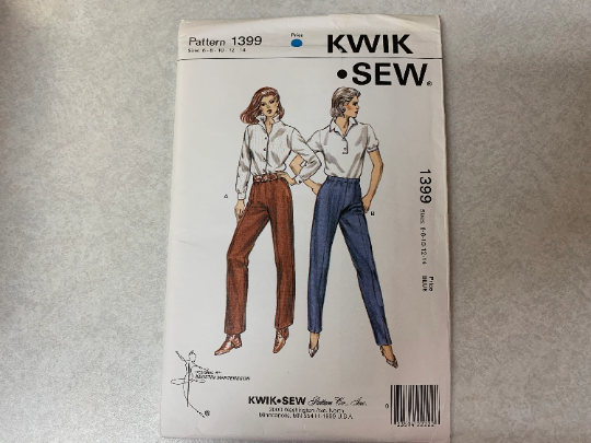 KWIK Sewing Pattern 1399 Misses' Pants, Trousers, Pull-On, Elastic Waist, Size 6-14, Uncut, Vintage 1984