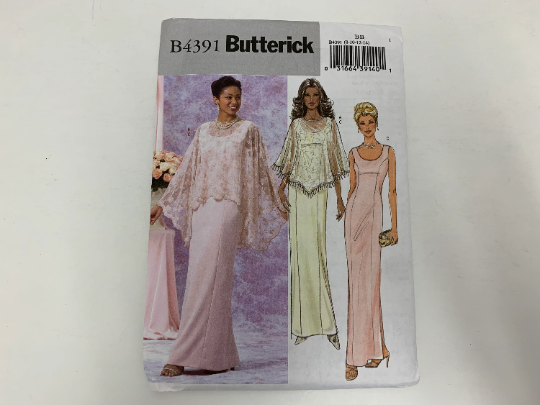 Butterick Sewing Pattern B4391 Misses'Misses' Petite Dress, Unlined, Capelet, Close-fitting, Straight, Zipper, Sleeveless, Size 8-14, Uncut, 2004