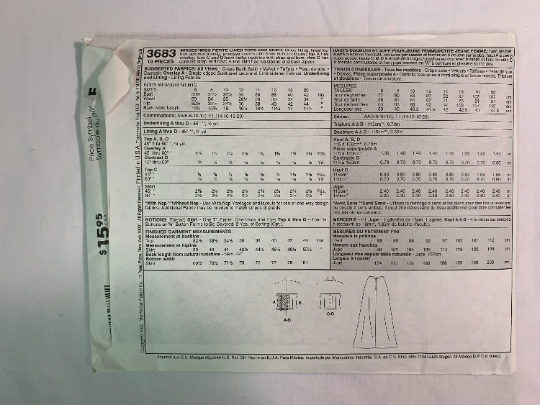 McCall's Sewing Pattern 3683 Misses'/Miss Petite Lined Tops, Skirt, Zipper, Floor Length, Evening Gown, Close Fitting, Straps, Size 14-20, Cut, 2002