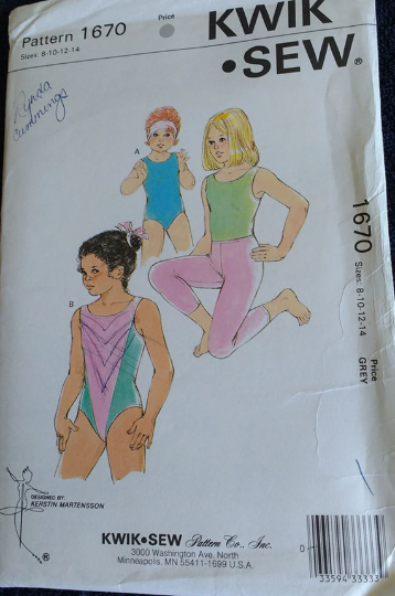 KWIK 1670 Girls' Leotards, Tights, Size 4-14, Uncut, Vintage 1998