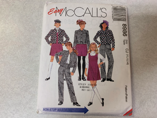 McCall's 8986 Girls' Unlined Jacket, Jumper, Pants, Size 10-14, Uncut, Vintage 1997