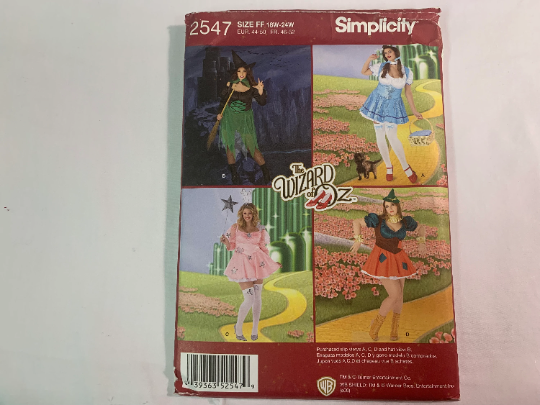 Simplicity Sewing Pattern 2547 Misses' Adult Costumes, Witch, Dorothy, Fairy Godmother, Scarecrow, Dresses, Size 18W-24W, Uncut, 2009