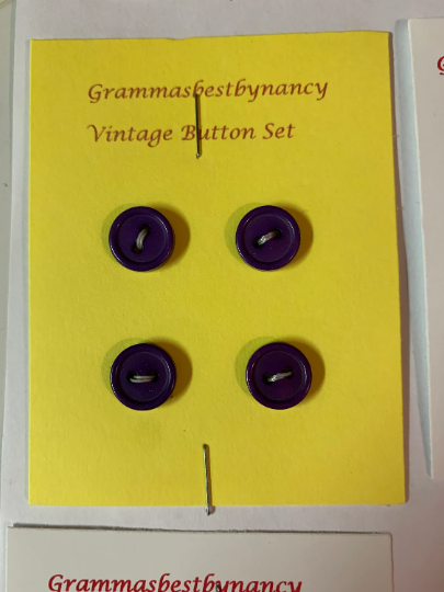 Vintage 9 Cards of Buttons, Green, Blue, Purple, Clear, Red, , (Envelope #4)