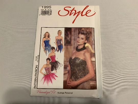 Style Sewing Pattern 1995 Misses' Lined Evening Tops, Fitted, Strapless, Button Front, Panel Seams, Vest, Slits, Size 6-16, Uncut