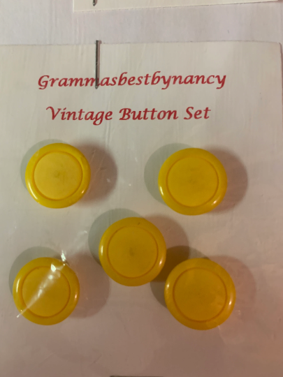 Vintage 9 Cards of Buttons, Yellow, Metal, Toggles, Crystal, Brown, White, (Envelope #2