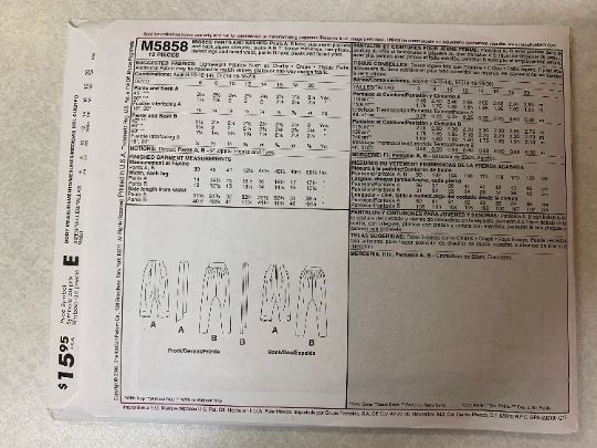 McCall's Sewing Pattern M5858 Misses' Pants, Sashes, Pockets, Zipper, Mid Knee, Pleats, Darts, Ladies, Teens, Trousers, Size 6-14, Uncut, 2009
