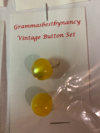 Vintage 9 Cards of Buttons, Yellow, Metal, Toggles, Crystal, Brown, White, (Envelope #2