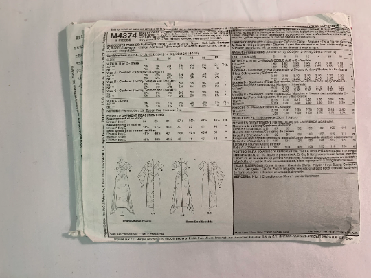 McCall's Sewing Pattern M4374 Misses'/Miss Petite Dresses, Semi-Fitted, Slit, Overskirt, Sleeveless, Long/Short Sleeves, Zipper, Size 10-16, Cut, 2004