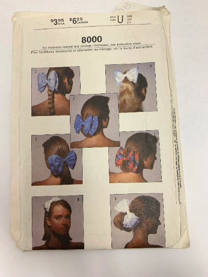Simplicity Sewing Pattern 8000 Misses' Hair Accessories, Bows, Flowers, Net, Head Band, Fashion, Beauty, Hair Clip, Uncut, Vintage 1986