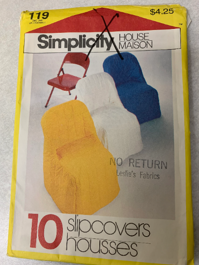 Simplicity Sewing Pattern 119, Crafts, Chair Sipcovers, Bentwood, Drape, Ottoman Director's Uncut, Vintage 1981