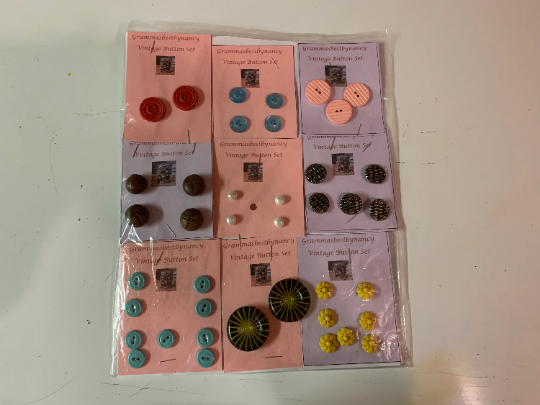 Vintage 9 Cards of Buttons, Jackets, Sewing, Hobbies, Sweaters, Children, Clothes (Envelope #1)