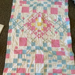NEW Baby/Toddler Flannelette Quilt, 59 x 27 Inches, Pink, Blue
