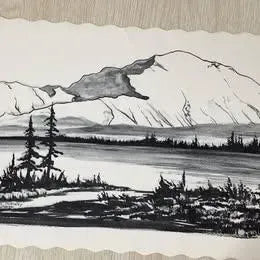 Vintage 1971 Marilyn L Higgins 32 Reprints Charcoal Sketches, Alaska Placemats